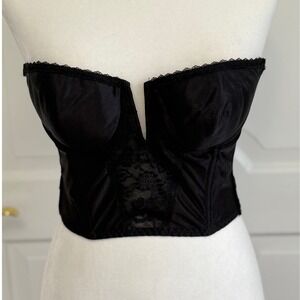 Smoothie BackLess Longline Strapless Bra Women 36A Black Corset Bustier